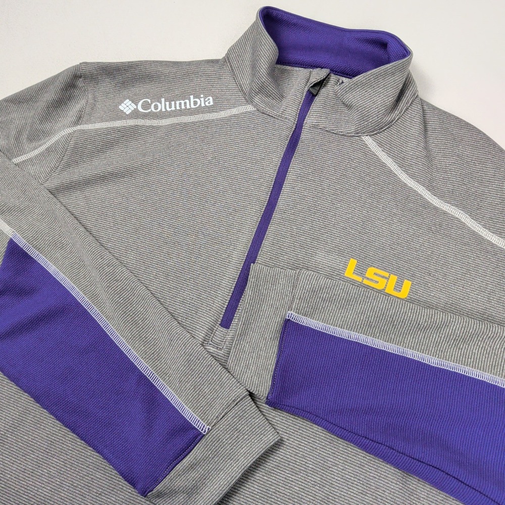 LSU Tigers Pullover 1/4 Zip Omni-Wick Shotgun 2.0 Grey Purple Mens Medium